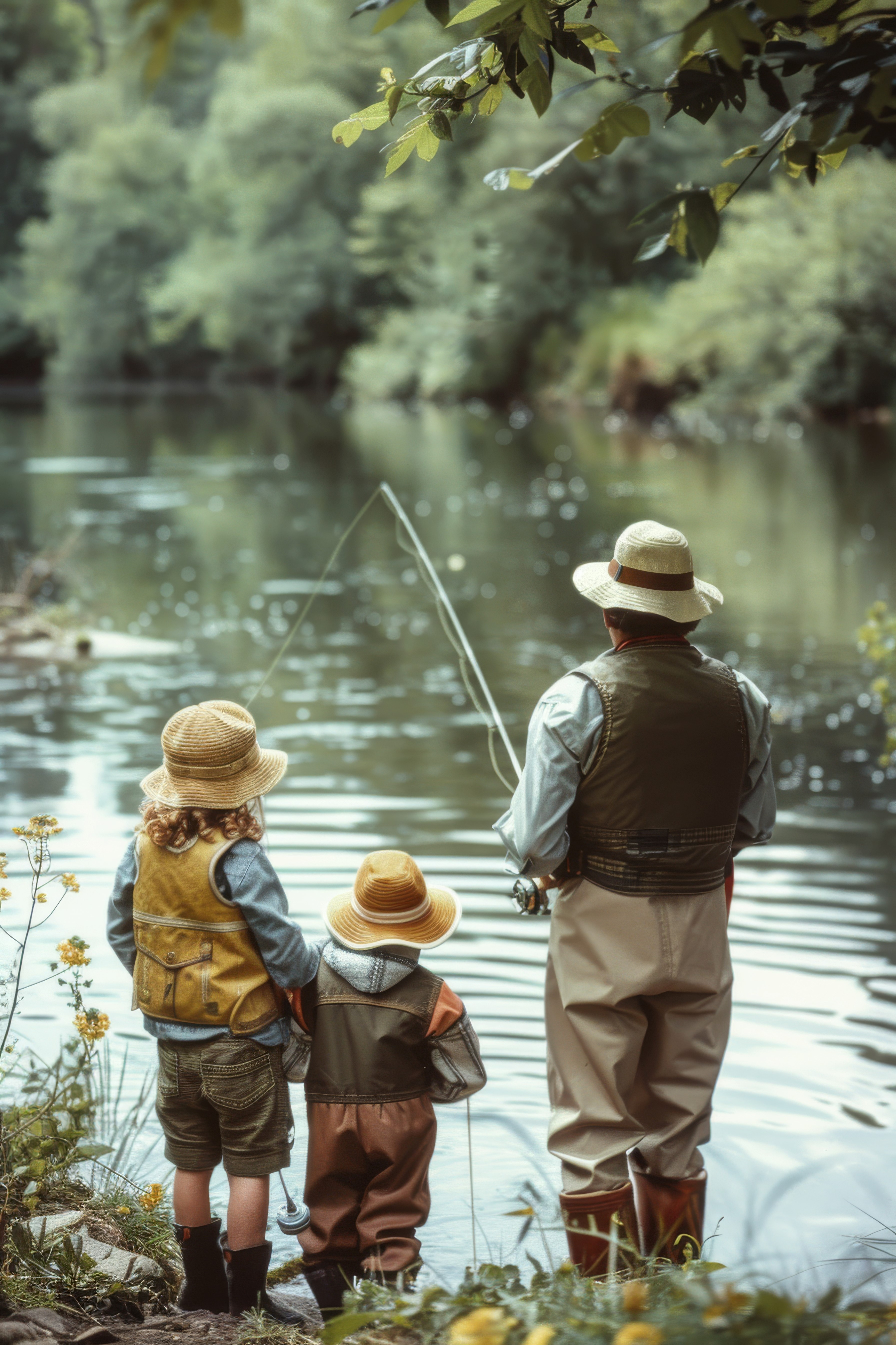 Pêche à la mouche en famille