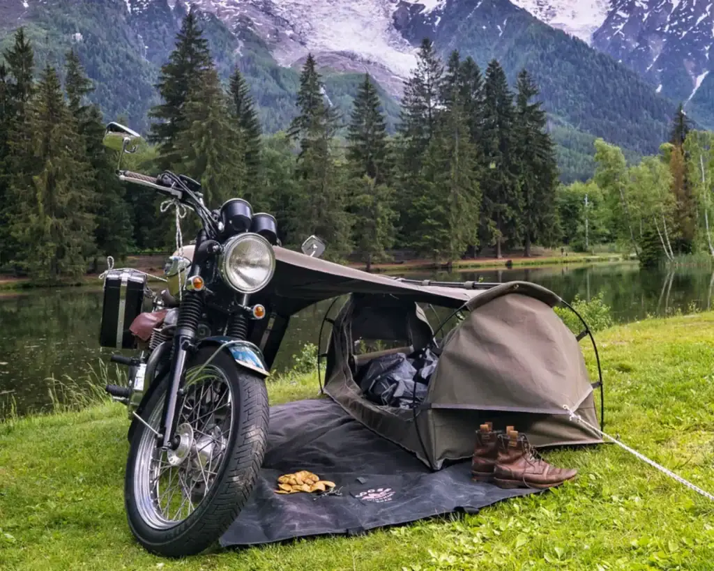 tente moto wingman of the road goose ouvert hd